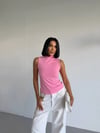 Kadın Pembe Balıkçı Yaka Sıfır Kol Sandy Crop Bluz HZL26S-FRY123931