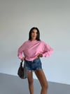 Kadın Pembe Bisiklet Yaka 2 İplik Sweatshirt HZL25W-FRY123391