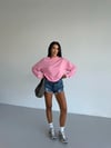 Kadın Pembe Bisiklet Yaka 2 İplik Sweatshirt HZL25W-FRY123391