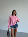 Kadın Pembe Bisiklet Yaka 2 İplik Sweatshirt HZL25W-FRY123391