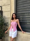 Kadın Pembe Boyundan Bağlamalı Staplez Bluz HZL25S-ZK13581