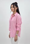 Kadın Pembe Büyük Beden Desenli Çilek Kumaş Gömlek HZL26S-ZSS111311