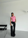 Kadın Pembe Büzgülü Kolsuz Sandy Bluz HZL26W-FRY122751