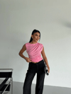 Kadın Pembe Büzgülü Kolsuz Sandy Bluz HZL26W-FRY122751
