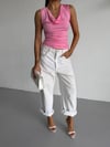 Kadın Pembe Degaje Yaka Yanlardan Drapeli Sandy Bluz HZL25S-FRY123131
