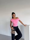 Kadın Pembe Yandan Drapeli Kayık Yaka Sandy Bluz HZL25S-FRY123201