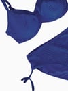 Kadın Saks Mavi Desenli Büyük Beden Astarlı Bikini Takım HZL25S-LC4004
