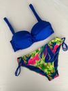 Kadın Saks Mavi Taş İşlemeli Astarlı Bikini Takım HZL25S-LC3334