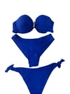 Kadın Saks Mavi Taş İşlemeli Tokalı  Astarlı Bikini Takım HZL24S-LC3306
