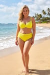 Kadın Sarı Büyük Beden Taş İşlemeli Astarlı Bikini Takım HZL25S-LC2099