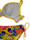 Kadın Sarı Çiçek Desenli Taş İşlemeli  Astarlı Bikini Takım HZL25S-LC3313
