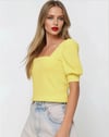Kadın Sarı Kare Yaka Örme Bluz HZL22W-BD104091