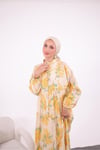 Kadın Sarı Mimoza Çiçeği Desenli Modal Kumaş Tesettür Elbise YS-NS496911