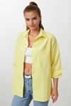 Kadın Sarı Oversize Uzun Basic Gömlek Hzl22w-bd139001
