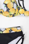 Kadın Sarı Siyah Limon Desenli İp Askılı Yüksek Bel Bikini Takım HZL24S-LC3348
