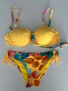 Kadın Sarı Taş İşlemeli Astarlı Bikini Takım HZL25S-LC207