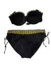 Kadın Sarı Zincir Desenli Büyük Beden Astarlı Siyah Bikini Takım HZL25S-LC3303