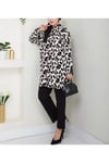 Kadın Şık Tüy Desen Standart Beden Oversize Tesettür Gömlek YS25-LV002