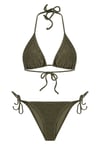 Kadın Simli Siyah Boyundan İp Bağlamalı Üçgen Bikini Takımı HZL25S-LC5005