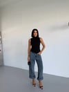 Kadın Siyah Balıkçı Yaka Sıfır Kol Sandy Crop Bluz HZL26S-FRY123931