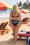 Kadın Siyah Beyaz Aksesuar Detaylı Astarlı Büyük Beden Bikini Takımı HZL25S-LC25147