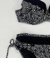 Kadın Siyah Beyaz Desenli Büyük Beden Astarlı Bikini Takım HZL25S-LC4006