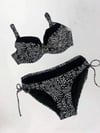 Kadın Siyah Beyaz Desenli Büyük Beden Astarlı Bikini Takım HZL25S-LC4006