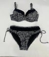 Kadın Siyah Beyaz Desenli Büyük Beden Astarlı Bikini Takım HZL25S-LC4006