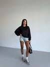 Kadın Siyah Bisiklet Yaka 2 İplik Sweatshirt HZL25W-FRY123391