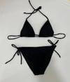 Kadın Siyah Boyundan İp Bağlamalı Üçgen Bikini Takımı HZL25S-LC5005