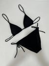 Kadın Siyah Boyundan İp Bağlamalı Üçgen Bikini Takımı HZL25S-LC5005
