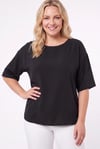 Kadın Siyah Büyük Beden Oversize Vatkalı Şifon Bluz HZL26S-ZSS111201