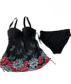 Kadın Siyah Çiçek Desenli Elbise Model  Slipli Tankini HZL24S-LC4009