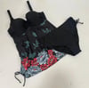 Kadın Siyah Çiçek Desenli Elbise Model  Slipli Tankini HZL24S-LC4009