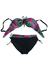 Kadın Siyah Çok Renk Desenli  Astarlı Büyük Beden Bikini Takımı HZL25S-LC03
