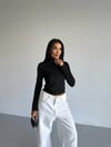 Kadın Siyah Dalgıç Kumaş Fermuar Kapamalı Parmak Geçirmeli Sweatshirt HZL25W-FRY123441