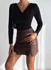 Kadın Siyah Degaje Yaka Yandan Büzgülü Uzun Kol Sandy Bluz HZL24W-FRY122481
