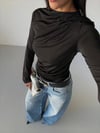 Kadın Siyah Drape Detaylı İspanyol Kol Sany Bluz HZL25W-FRY123431
