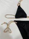 Kadın Siyah Halka Detaylı İp Bağlamalı Astarlı Bikini Takım HZL25S-AR1617