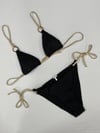 Kadın Siyah Halka Detaylı İp Bağlamalı Astarlı Bikini Takım HZL25S-AR1617