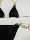 Kadın Siyah Halka Detaylı İp Bağlamalı Astarlı Bikini Takım HZL25S-AR1617