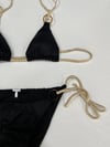 Kadın Siyah Halka Detaylı İp Bağlamalı Astarlı Bikini Takım HZL25S-AR1617
