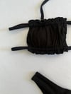 Kadın Siyah İp Bağlamalı Büzgülü Straplez Bikini Takım HZL25S-LC2226