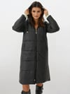Kadın Siyah Kapşonlu Uzun Oversize Şişme Mont HZL22W-BD151201