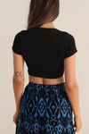Kadın Siyah Kare Yaka Ön Büzgülü Crop Bluz HZL23S-SND120151