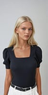 Kadın Siyah Kare Yaka Örme Bluz HZL22W-BD104091