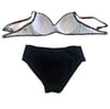 Kadın Siyah Kırmızı Çiçek Desenli Astarlı Büyük Beden Bikini Takımı HZL25S-LC24108