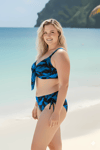 Kadın Siyah Mavi Taş İşlemeli Büyük Beden Bikini Takım HZL25S-LC3337