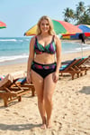 Kadın Siyah Mor Yeşil Büyük Beden Astarlı Bikini Takım HZL25S-LC21202