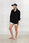 Kadın Siyah Oversize Uzun Basic Gömlek HZL22W-BD139001